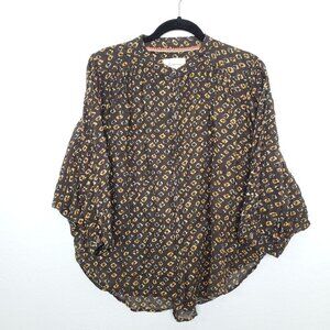 Anthropologie Womens Pamela Oversize Top Size S Button Front Dolman 3/4 Sleeve